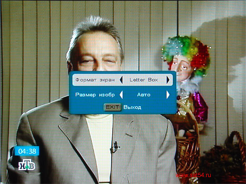 www.sat54.ru Ресиверы для Континент ТВ. Ресивер Continent SD001IR (Coship N6752). Изменение формата экрана. Изменение размера изображения.